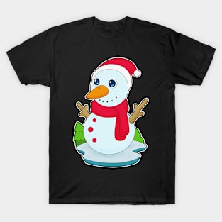 Snowman Christmas Santa hat T-Shirt